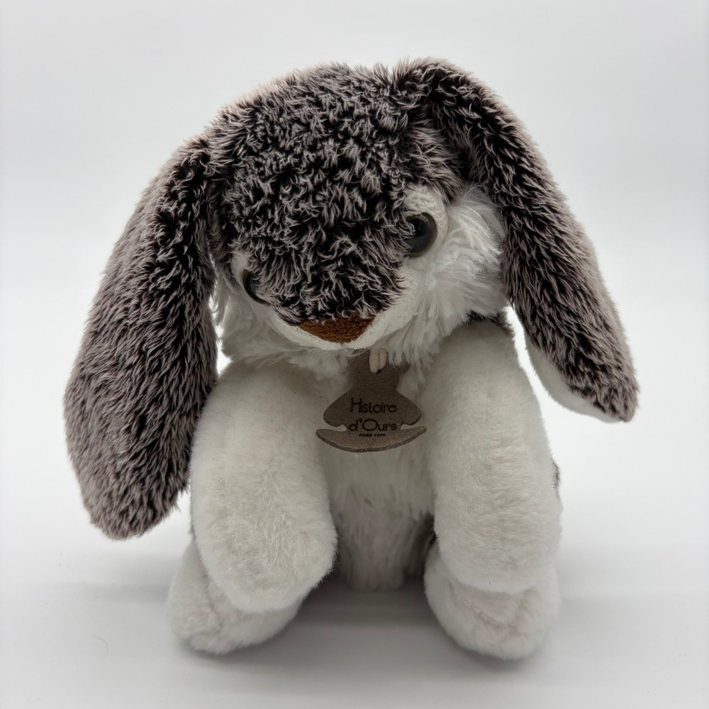 HISTOIRE D‎ OURS Lapin Moka Grey White Plush Bunny Rabbit French Toy Cottagecore